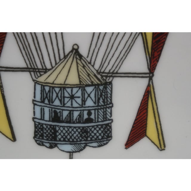 Piero Fornasetti Milano Italy Porcelain Palloni n.2 Hot Air Balloons Tray For Sale - Image 9 of 11