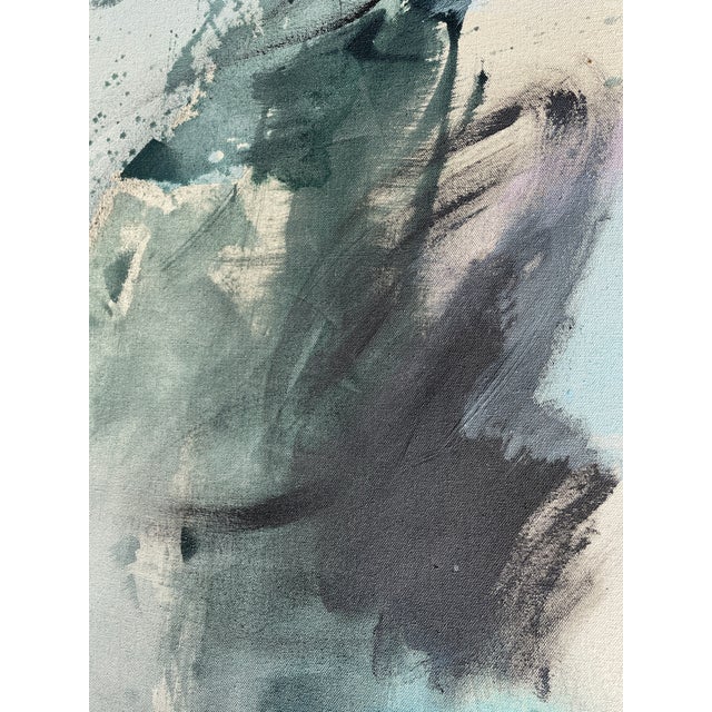 Forest Green "Sings My Soul" Original Lyrical Abstraction Painting in Forest Green, Teal, and Sky Blue For Sale - Image 8 of 10