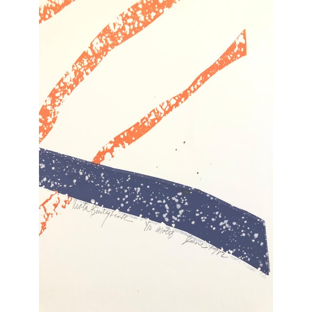 Contemporary Viola Burley Leak, Motif, Gold Abstract African American Artist Viola Leak Woodcut Silkscreen Print, 1982 For Sale - Image 3 of 4