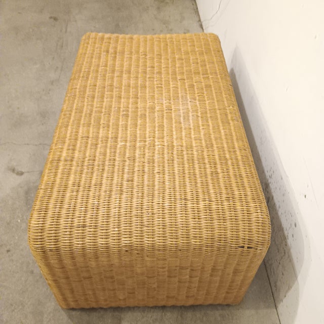 Vintage Natural Wicker Rattan Coffee Table For Sale - Image 17 of 18