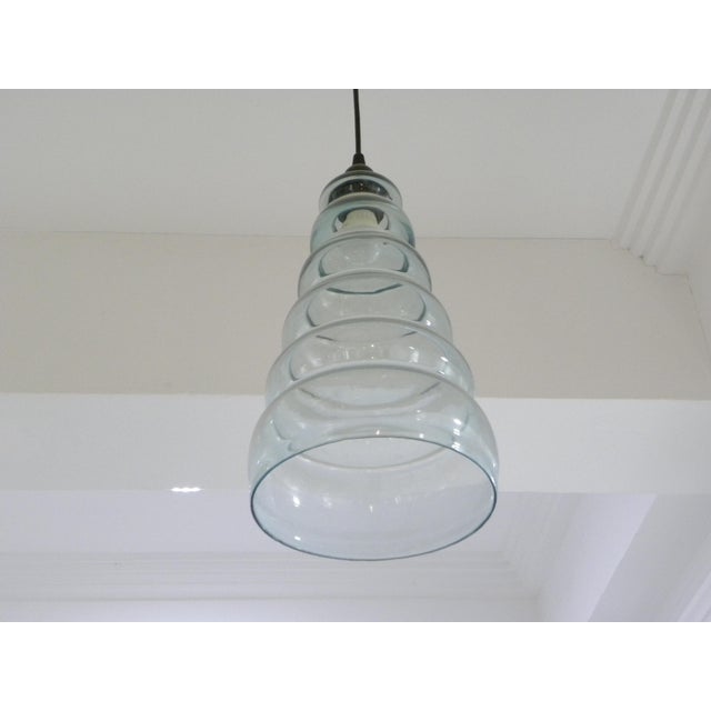 Not Yet Made - Made To Order Vintage Mid-Century Modern Pendant Light Sculptural Clear Ribbed Blown Glass Shade For Sale - Image 5 of 6