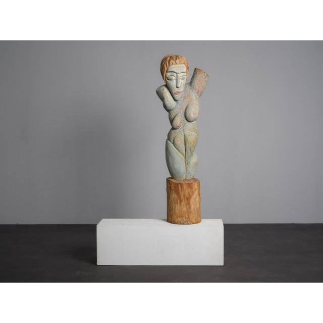 Tom De Munk-Kerkmeer, Painted Wood Female Figure Sculpture, 1990s, Wood For Sale - Image 11 of 11
