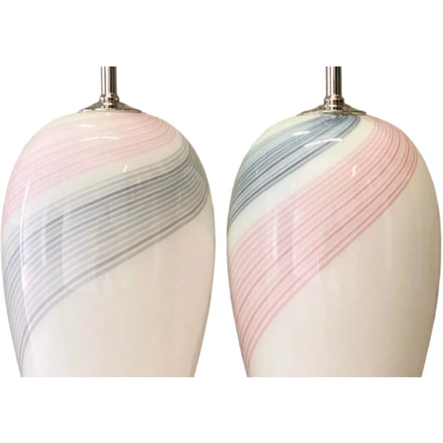 Vintage Regency Swirl Murano Glass Lamps For Sale - Image 11 of 12