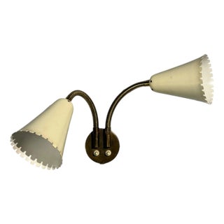 1940s Arvid Böhlmarks, Adjustable Wall Light, Brass, Lacquered Metal For Sale