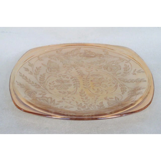 Jeannette Glass Floragold Louisa Marigold Floral Square Plate For Sale - Image 12 of 12