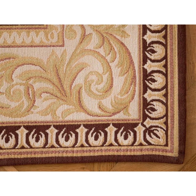 Vintage Aubusson Brown Rug For Sale - Image 4 of 6