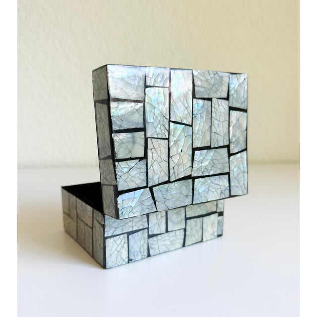Paint Late 20th Century R & Y Augousti Style Mother of Pearl Box For Sale - Image 7 of 9