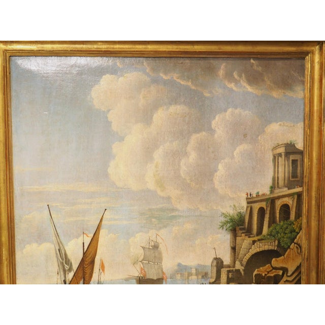 18th Century French Port Scene Oil Painting From Provence For Sale - Image 9 of 12