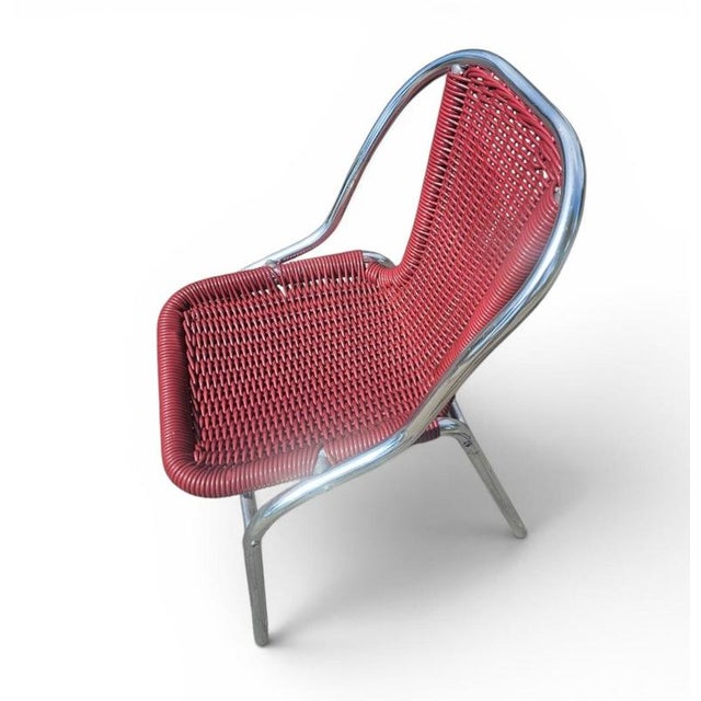 Red Aluminum Chair with Synthetic Weave, 1980s, Set of 6 For Sale - Image 13 of 18