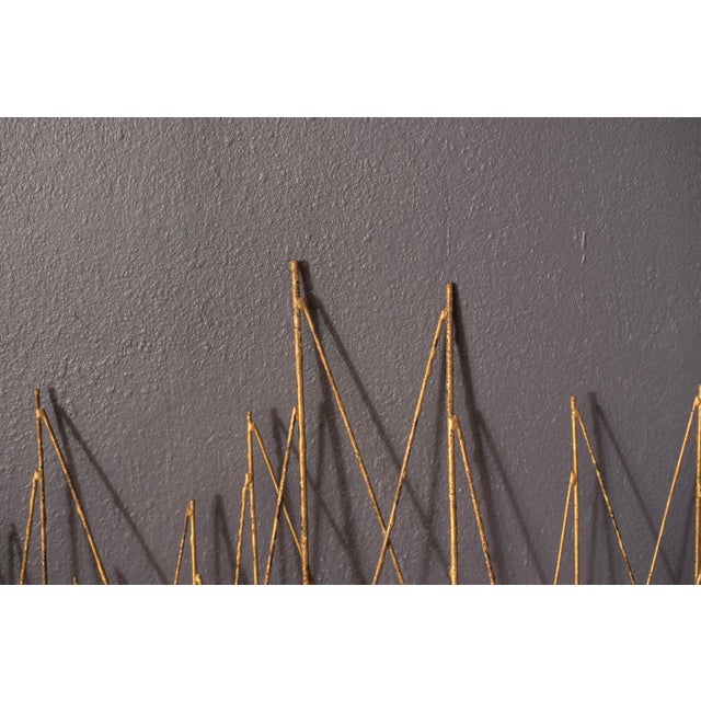 Gold J. Gaylord Ortman Mid Century Wall Hanging Abstract Sailboat Metal Sculpture For Sale - Image 8 of 9