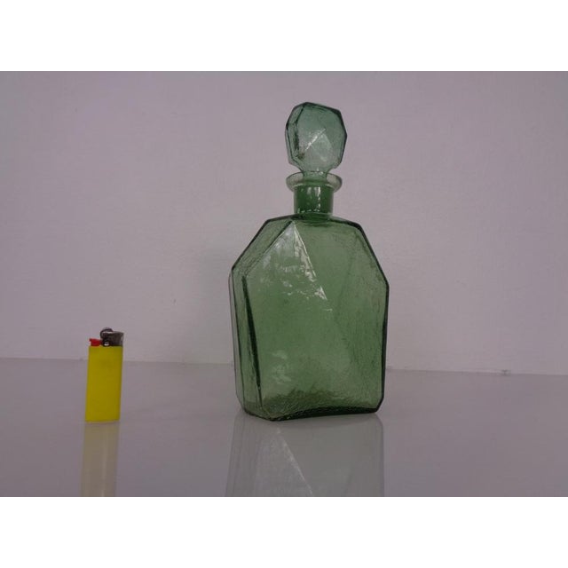 Green Craquele Glass Decanter with Stopper, France, 1960s For Sale - Image 6 of 18