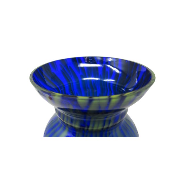 Mid-Century Modern Cobalt and Yellow Glass Vase by Justyna Krosno For Sale - Image 3 of 9