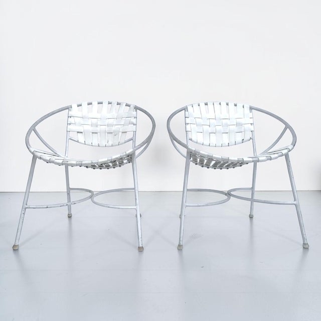 Mid-Century Modern 1960s Mid-Century Modern Wrought Iron Patio Radar Chairs - a Pair For Sale - Image 3 of 7