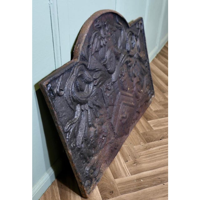 Metal French Arch Top Fire Back Armour and Eagle For Sale - Image 7 of 9