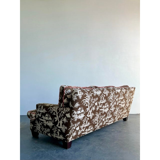 Early 21st Century Vintage Regency Quadrille Upholstered Down Sofa For Sale - Image 5 of 12