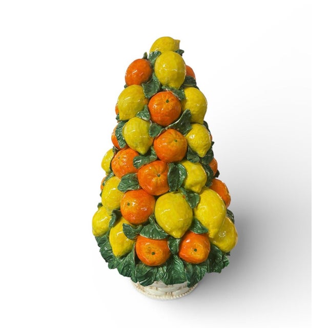 Italian Vintage Italian-Style Polychrome Ceramic Citrus Topiary For Sale - Image 3 of 12