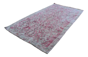 Vintage Turkish Oushak Rug in Muted Colours , Old Handmade Wool 5'1" X 9'1"