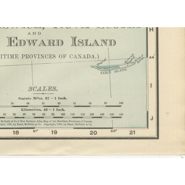 Antique Maritimes Map, New Brunswick, Nova Scotia and Prince Edward Island, 1899 For Sale - Image 9 of 12