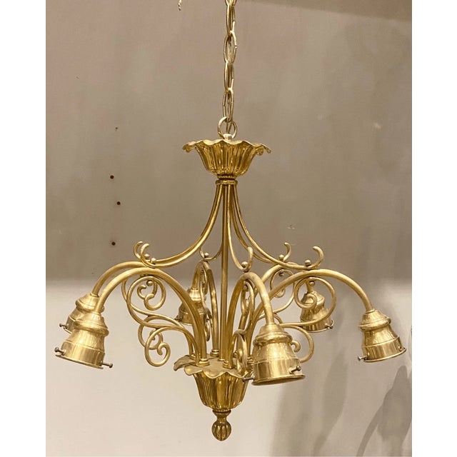 20th CENTURY ANTIQUE BRASS DUTCH STYLE CHANDELIER 18” across 16” tall