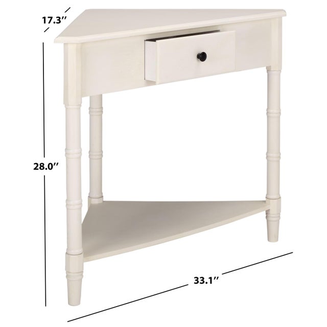 Contemporary Gomez 1 Drawer 1 Shelf Corner Table in Ivory For Sale - Image 3 of 10