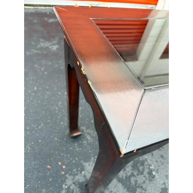 Glass Top Wood Console Table For Sale - Image 4 of 8