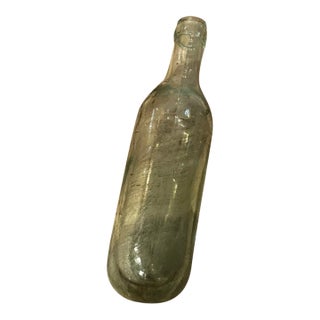 Round Bottom Torpedo Hand Blown Soda Beer 1800s Antique Bottle Green For Sale