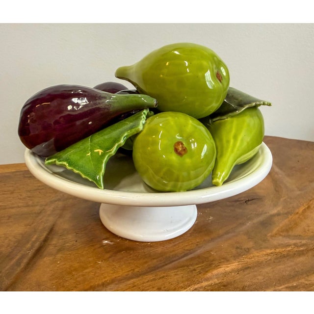 Late 20th Century Vintage Italian Bertinazzo Trompe l'Oleil Ceramiche Fig Compote Centerpiece For Sale - Image 5 of 10