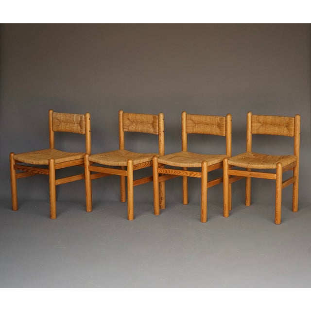 Pine and Seagrass Dining Chairs in the style of Charlotte Perriand, 1960s, Set of 4 For Sale - Image 11 of 11