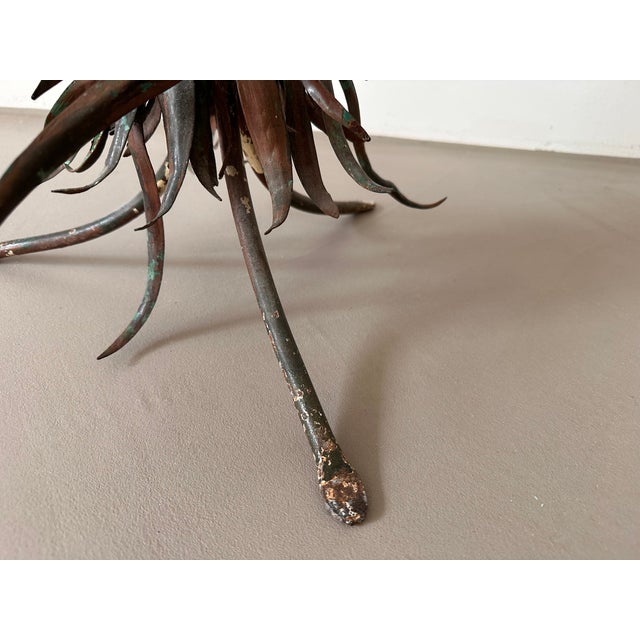 Polychrome Iron Pineapple Coffee Table with Glass Top, 1900 For Sale - Image 15 of 18