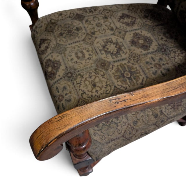 Early 20th Century Louis XIII-Style High-Back Wood Armchair With Tapestry Upholstery For Sale In Los Angeles - Image 6 of 13