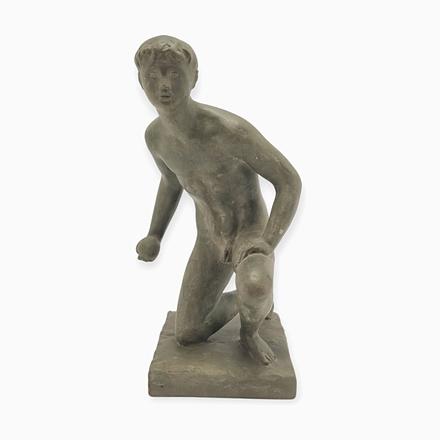 Vintage Terracotta Sculpture Ball Thrower by Róza Pató, 1980s For Sale - Image 12 of 12