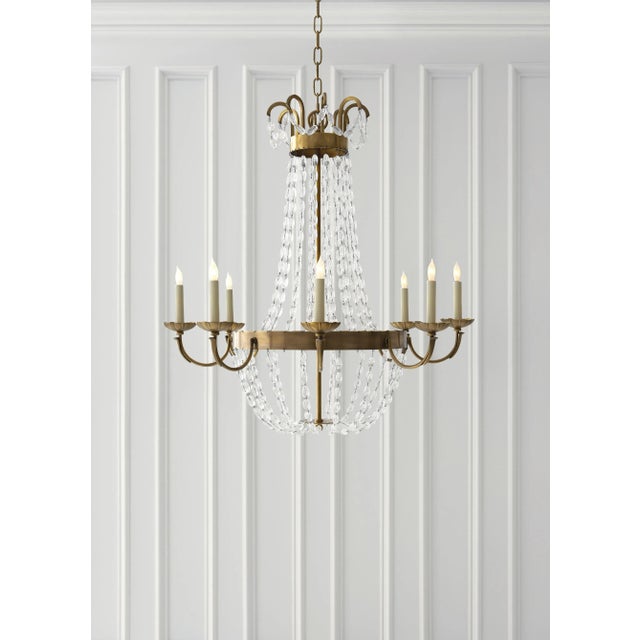 Traditional Chapman & Myers for Visual Comfort Signature Paris Flea Market Large Chandelier in Antique-Burnished Brass with Seeded Glass For Sale - Image 3 of 4