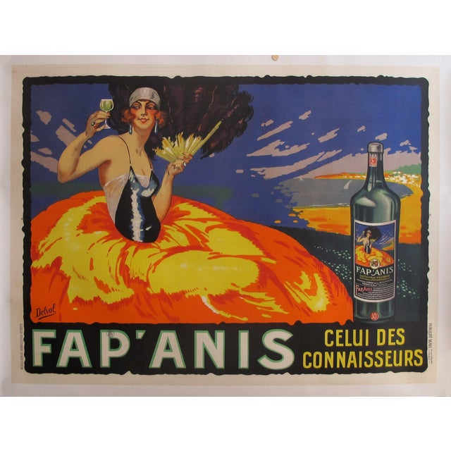 1930s 1935 Original French Art Deco Alcohol Poster, Fap'Anis For Sale - Image 5 of 5