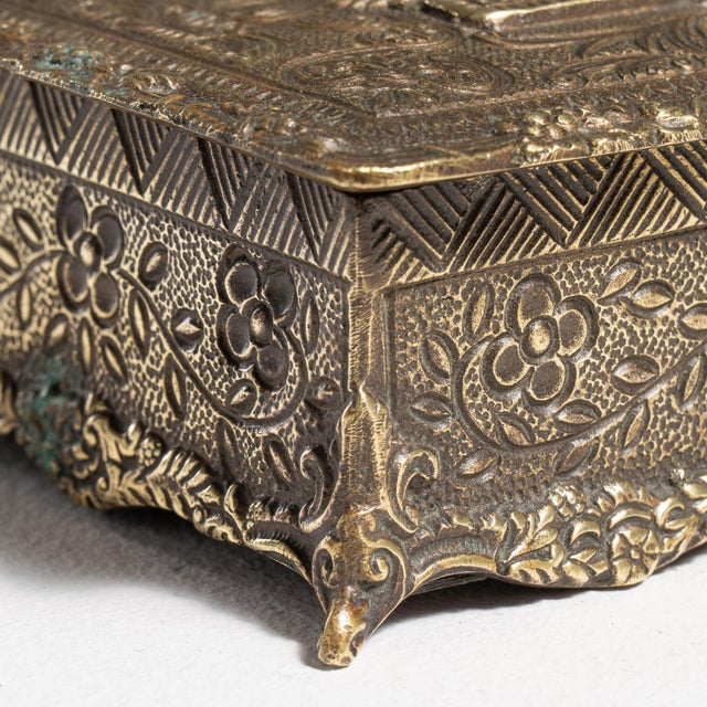 20th Century French Repoussé Brass Trinket Box For Sale - Image 13 of 15
