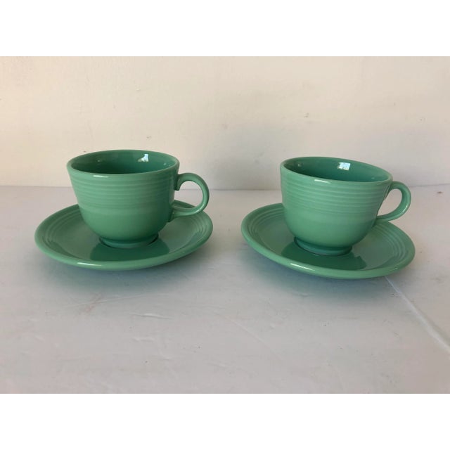 1990s Fiesta Ware Green Coffee Cups & Saucers - a Pair For Sale - Image 5 of 5