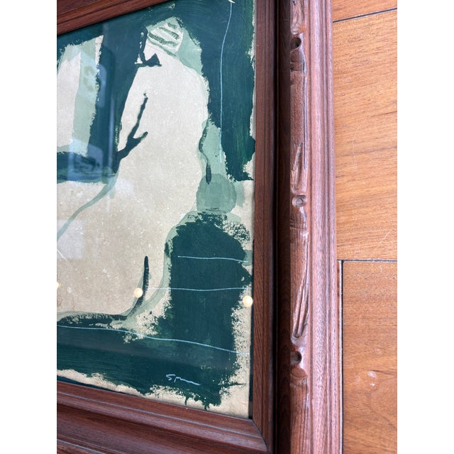 2020s 2025 Abstract Green Nude Figure, Portrait of a Lady in Vintage Frame For Sale - Image 5 of 6