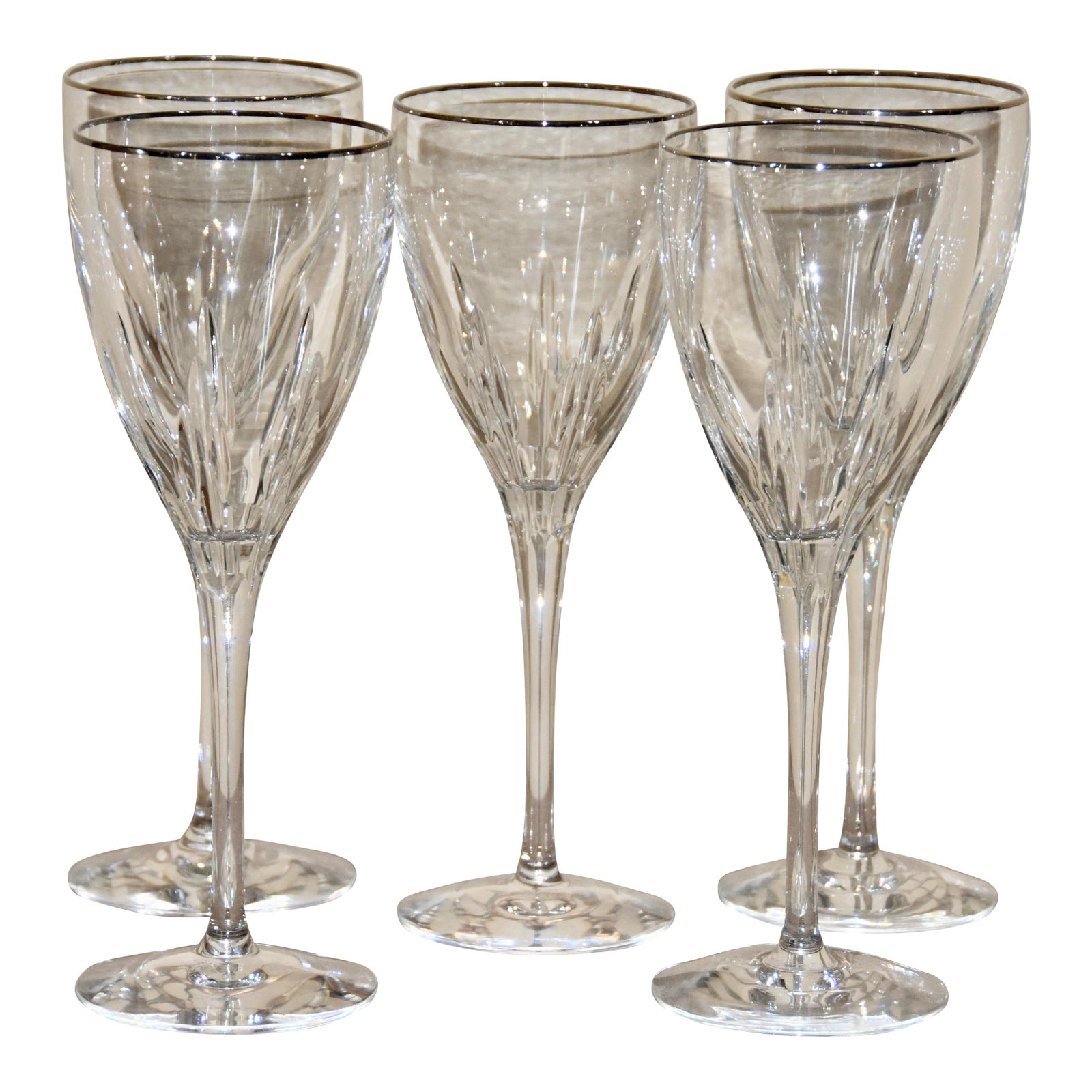 Lenox Firelight Platinum Rim Signature Crystal Goblets Set of 5