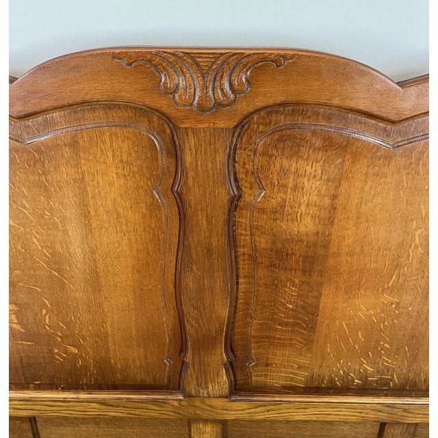 Wood Vintage French Louis XVI Style Double Carved Bed in Oak For Sale - Image 7 of 11