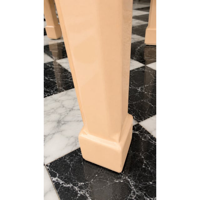 Vintage Peach Lacquer Chinoiserie Side Tables – Pair For Sale - Image 11 of 13