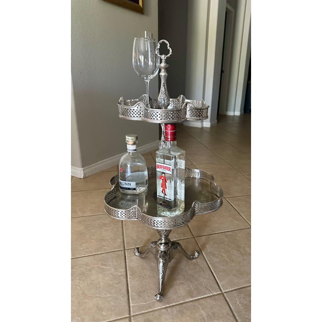 2-Tier Regency Silverplate Dessert/Beverage Etagere Display Table For Sale - Image 12 of 12