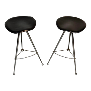 Pair of Vintage Modern Chrome Bar Stools