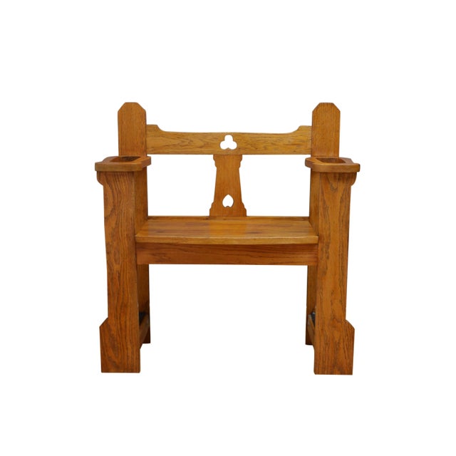 Narrow Arts & Crafts Oak Bench, 1900s For Sale - Image 9 of 9