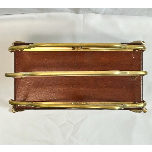 Brass Mid Century Hollywood Regency Brass Magazine Rack - Art Nouveau Scallop Design Rack For Sale - Image 8 of 8