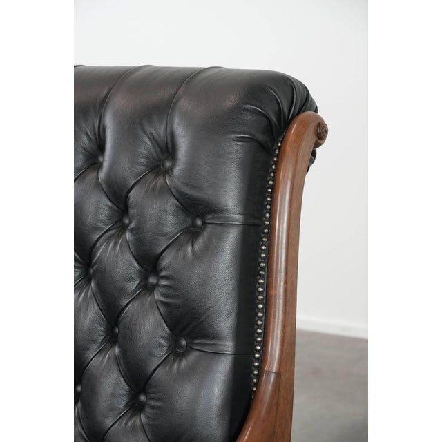 Black Cowhide Chesterfield Armchair For Sale - Image 9 of 15