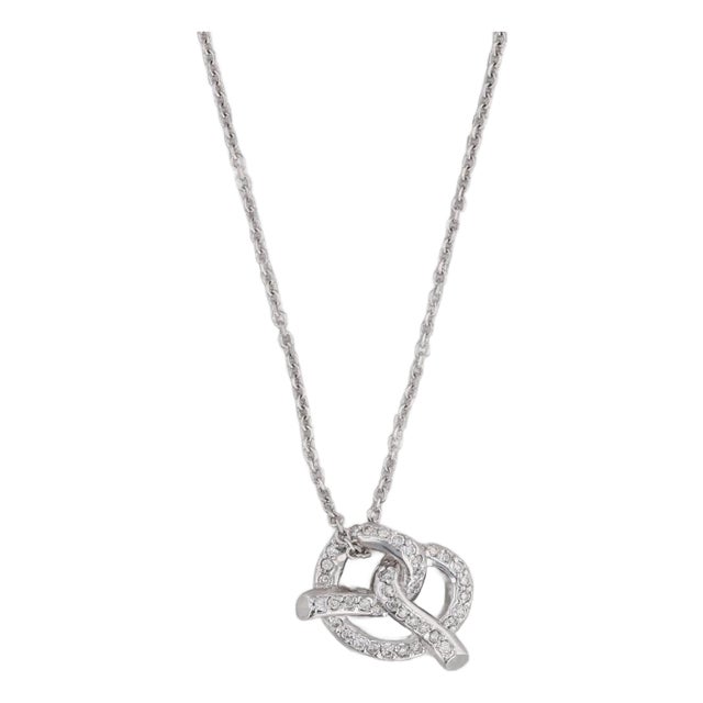 0.40ctw Diamond Pretzel Pendant Necklace 14k White Gold 16" Cable Chain For Sale