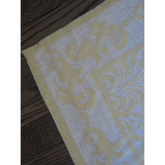 1990s Palatial Approx 14 X 25 Yellow Damask Print Vintage Rug For Sale - Image 5 of 10