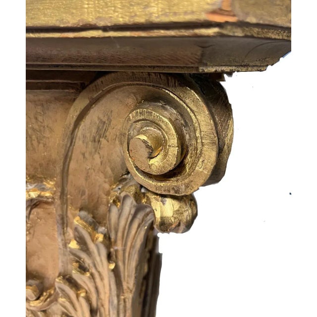 1990s Contemporary Wood Capital With Marble Top For Sale - Image 5 of 6