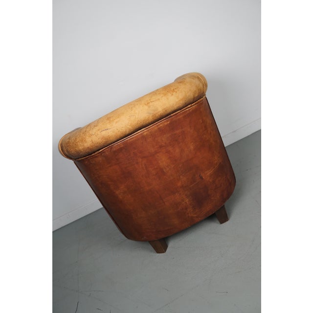 Vintage Dutch Cognac Colored Leather Club Chair For Sale - Image 11 of 16