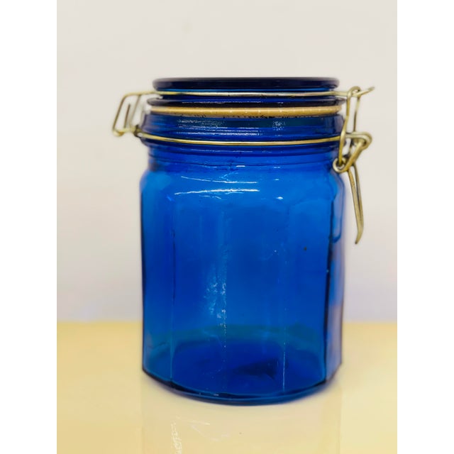 Vintage Mid 20th Century Cobalt Blue Canister Jars - Set of 2