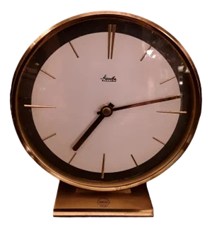 Vintage German Table Clock in Brass & Glass from Mauth, 1960s